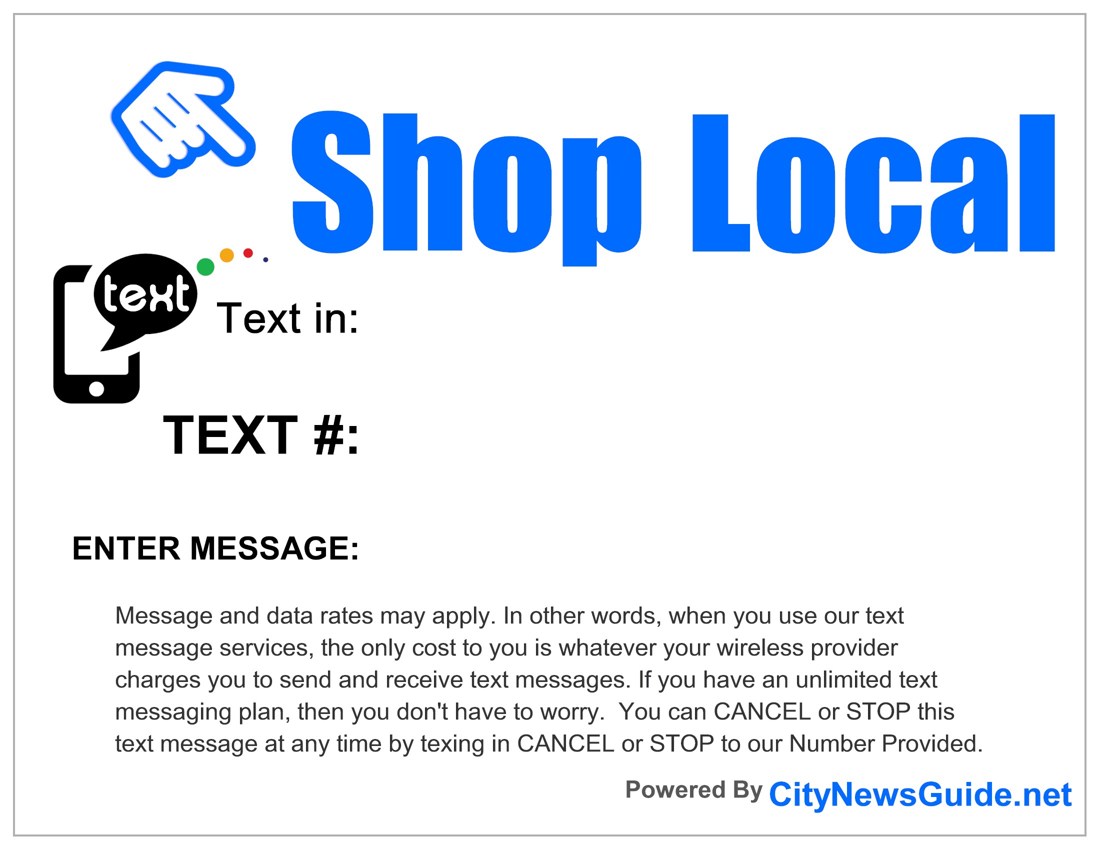 Proudly Display - Shop Local - Text Marketing - CityNewsGuide.net