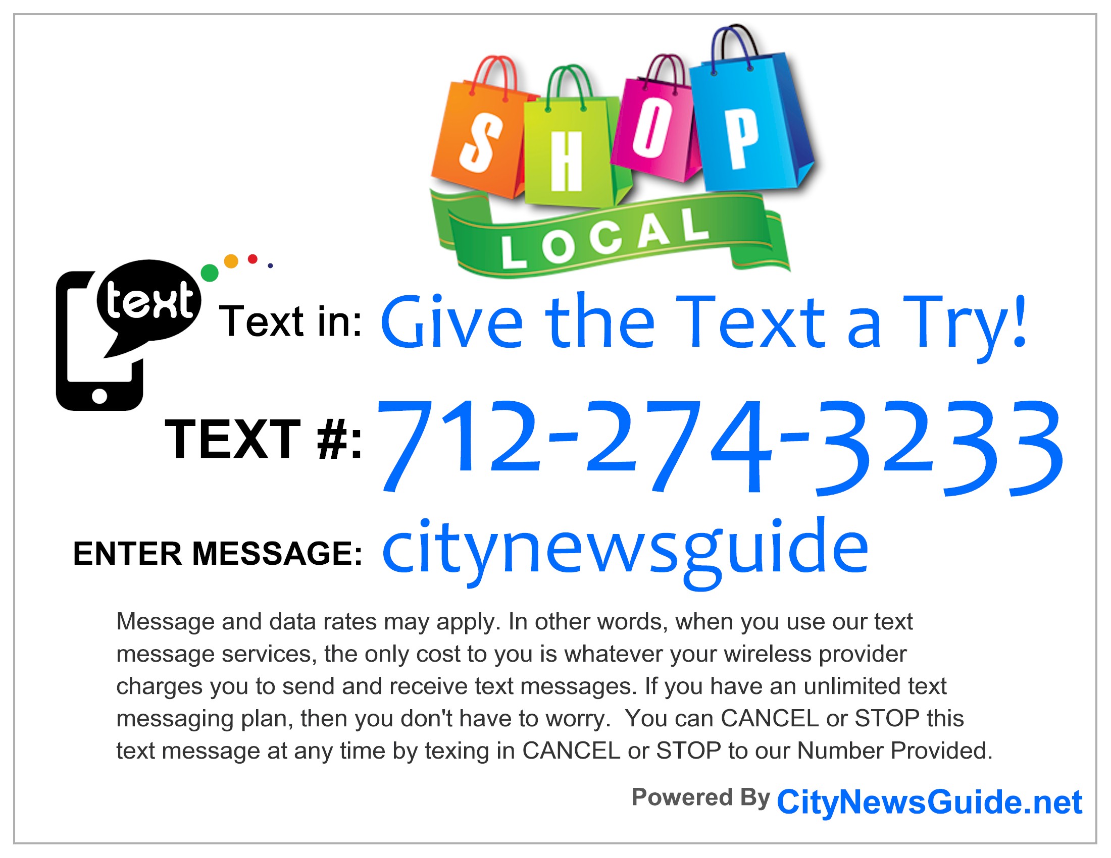 Proudly Display - Shop Local - Text Marketing - CityNewsGuide.net
